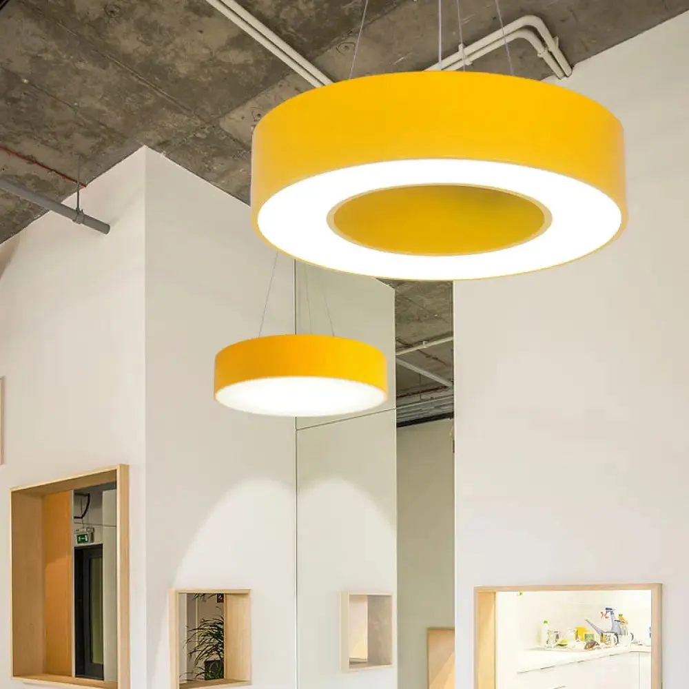 Modern O-Shaped Acrylic Pendant Light for Kids' Bedrooms - Adjustable 31.5" Cord