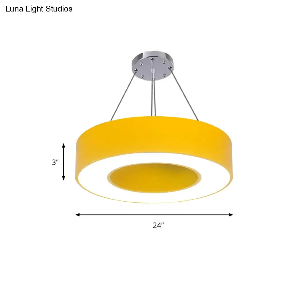Modern O-Shaped Acrylic Pendant Light for Kids' Bedrooms - Adjustable 31.5" Cord