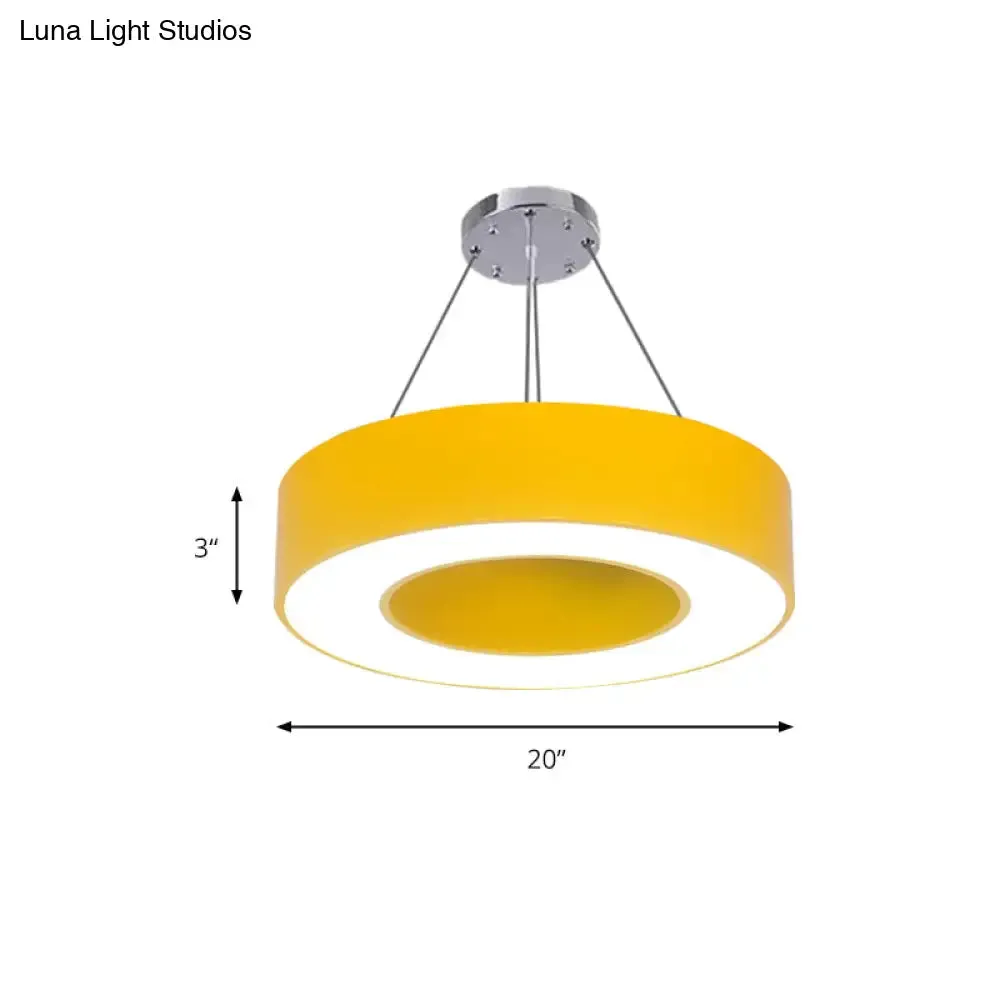 Modern O-Shaped Acrylic Pendant Light for Kids' Bedrooms - Adjustable 31.5" Cord