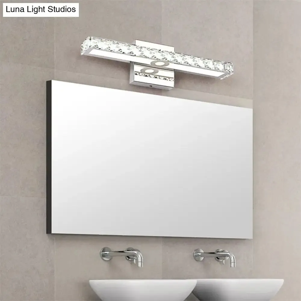 Modern Rectangle Vanity Wall Sconce with Clear Crystal Integrated LED - Bathroom Wall Lamp