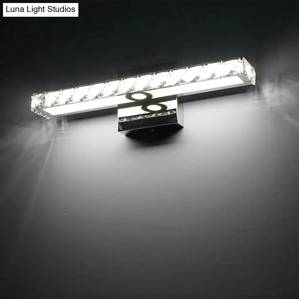 Modern Rectangle Vanity Wall Sconce with Clear Crystal Integrated LED - Bathroom Wall Lamp