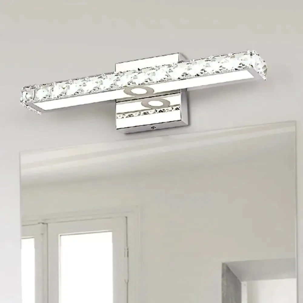 Modern Rectangle Vanity Wall Sconce with Clear Crystal Integrated LED - Bathroom Wall Lamp