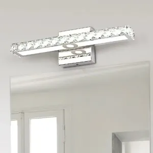 Modern Rectangle Vanity Wall Sconce with Clear Crystal Integrated LED - Bathroom Wall Lamp