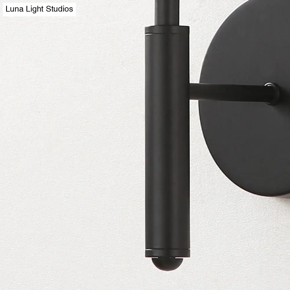 Modern Round 1-Light Black Sconce Light - Textured Glass Wall Lamp for Bedroom