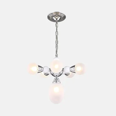 Modern Sphere and Oval Glass Chandelier Pendant with Chrome LED Lights - Hanging Lamp Kit