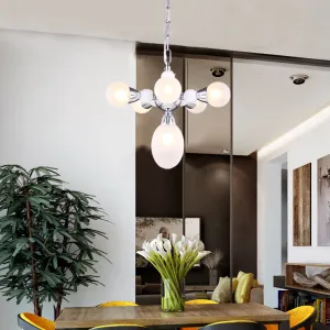Modern Sphere and Oval Glass Chandelier Pendant with Chrome LED Lights - Hanging Lamp Kit