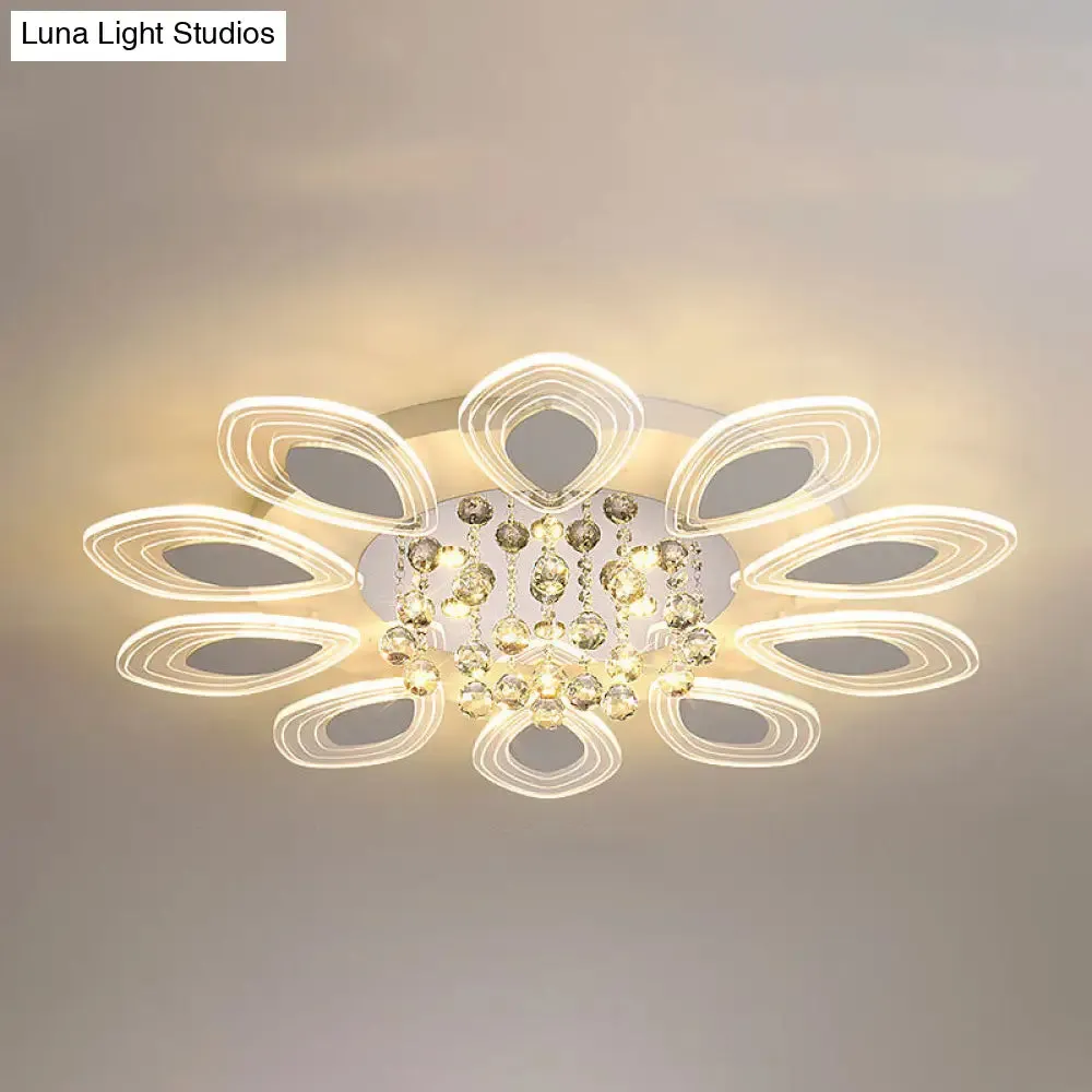 Modernist Clear Crystal Ball LED Chrome Flush Mount Ceiling Fixture for Living Room
