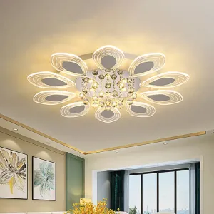 Modernist Clear Crystal Ball LED Chrome Flush Mount Ceiling Fixture for Living Room