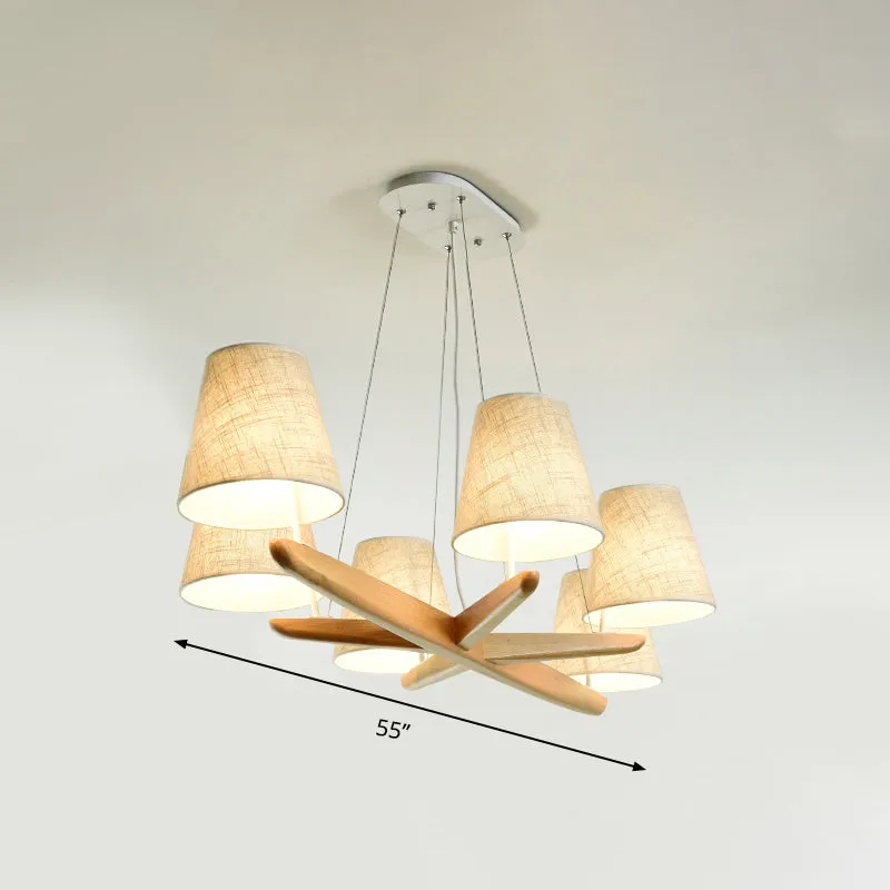 Nordic Flaxen Tapered Chandelier: Elegant 6-Light Pendant for Dining Room