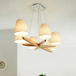 Nordic Flaxen Tapered Chandelier: Elegant 6-Light Pendant for Dining Room