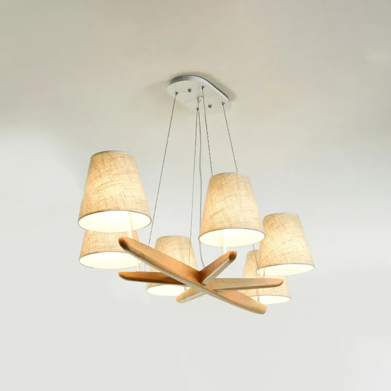 Nordic Flaxen Tapered Chandelier: Elegant 6-Light Pendant for Dining Room