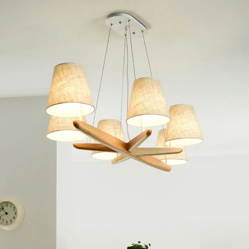 Nordic Flaxen Tapered Chandelier: Elegant 6-Light Pendant for Dining Room