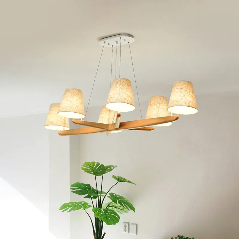 Nordic Flaxen Tapered Chandelier: Elegant 6-Light Pendant for Dining Room
