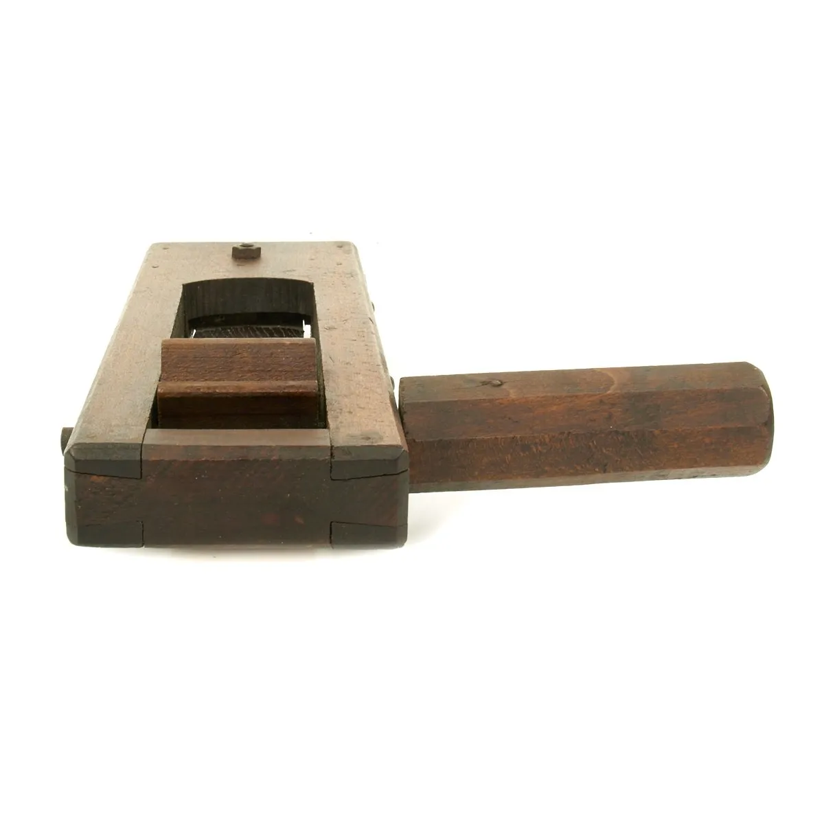 Original British WWII Wood Air Raid Alarm / Gas Rattle - Maker marked and dated 1940