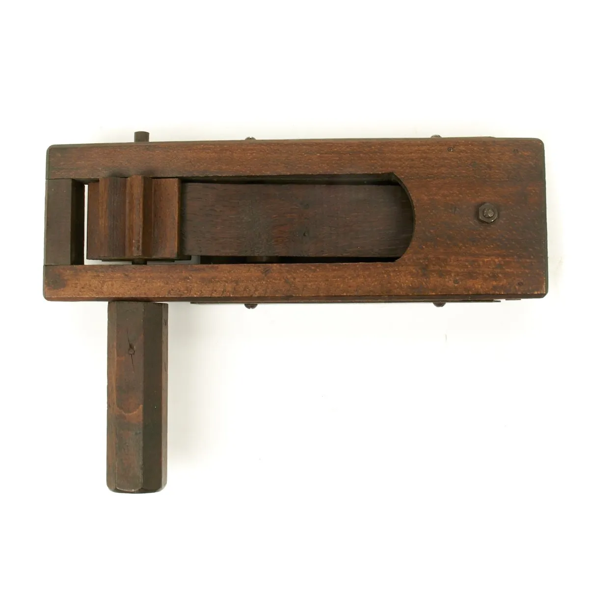 Original British WWII Wood Air Raid Alarm / Gas Rattle - Maker marked and dated 1940