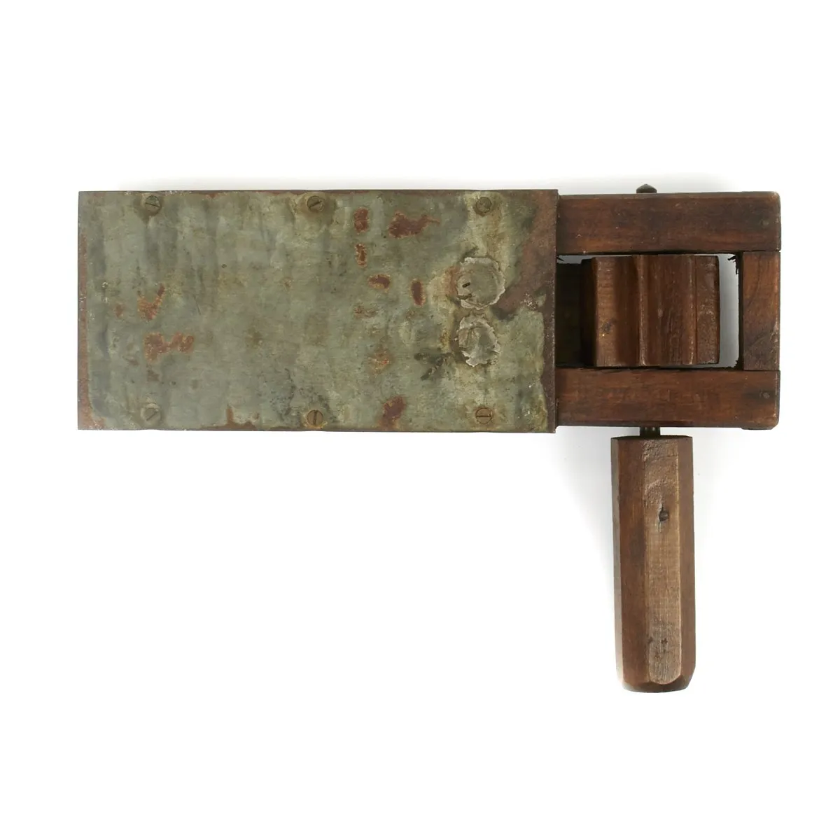 Original British WWII Wood Air Raid Alarm / Gas Rattle - Maker marked and dated 1941