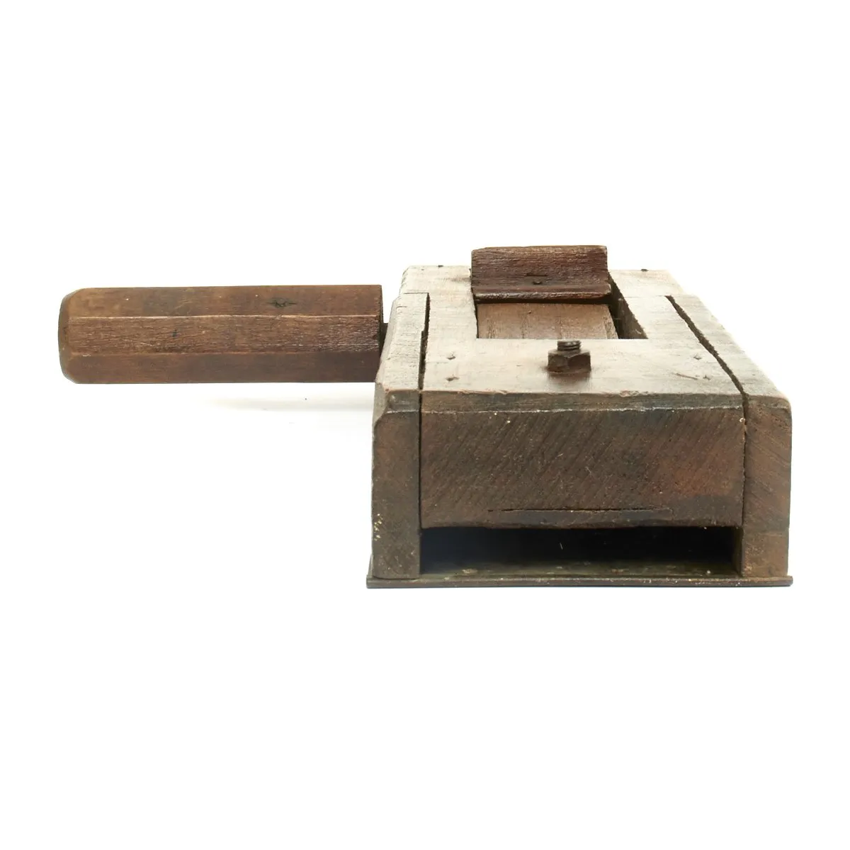 Original British WWII Wood Air Raid Alarm / Gas Rattle - Maker marked and dated 1941