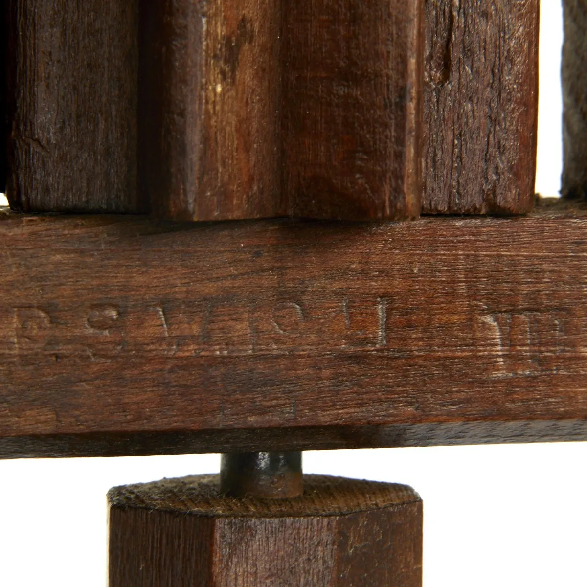 Original British WWII Wood Air Raid Alarm / Gas Rattle - Maker marked and dated 1941