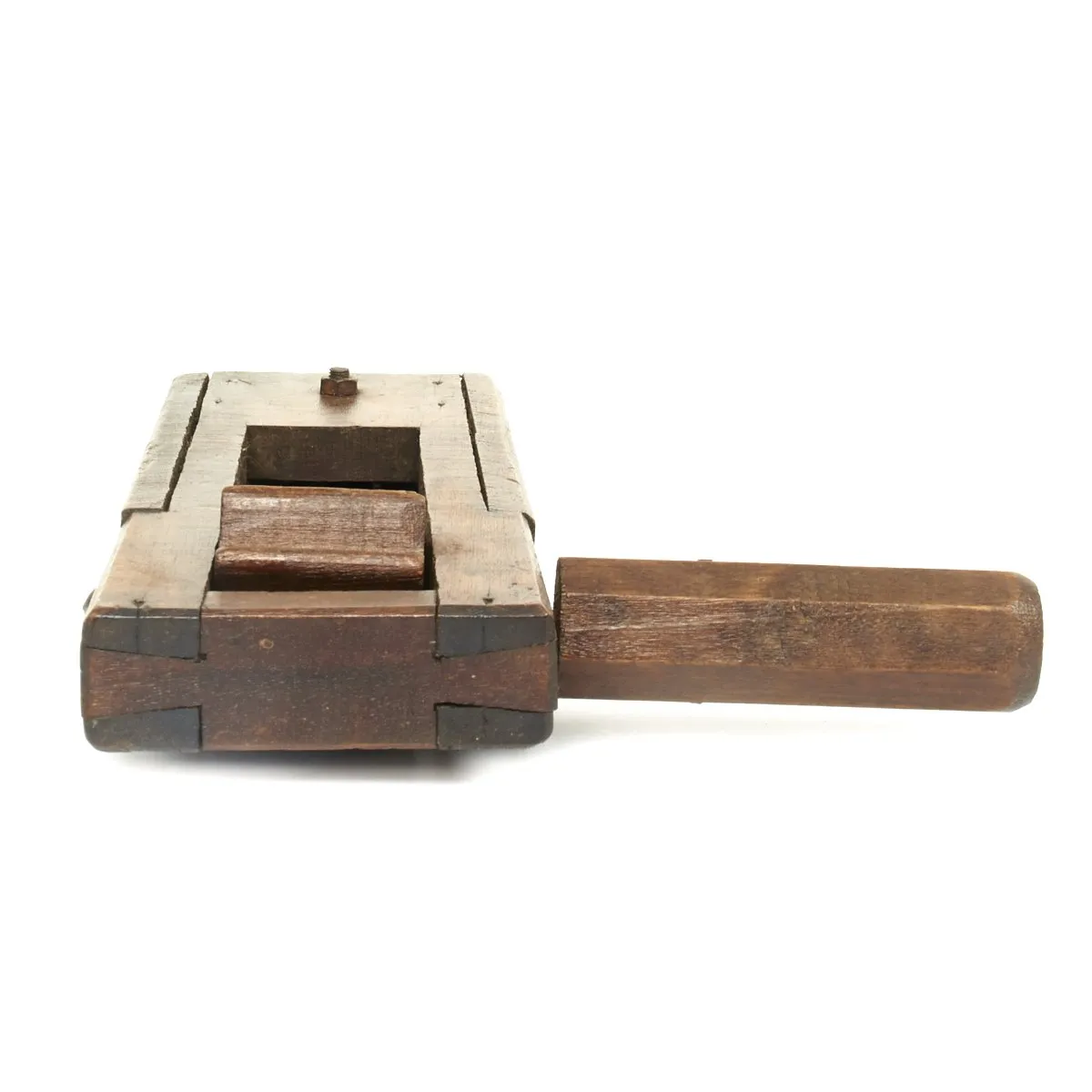 Original British WWII Wood Air Raid Alarm / Gas Rattle - Maker marked and dated 1941