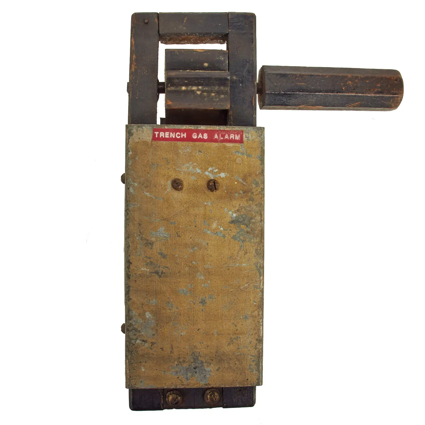 Original British WWII Wood Air Raid Alarm / Gas Rattle