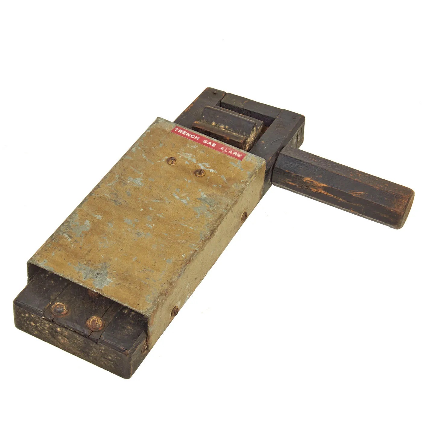 Original British WWII Wood Air Raid Alarm / Gas Rattle