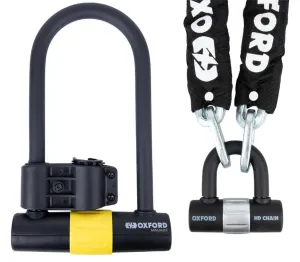 Oxford HD Chain & Padlock   Oxford Magnum Sold Secure Gold U Lock Bundle Kit