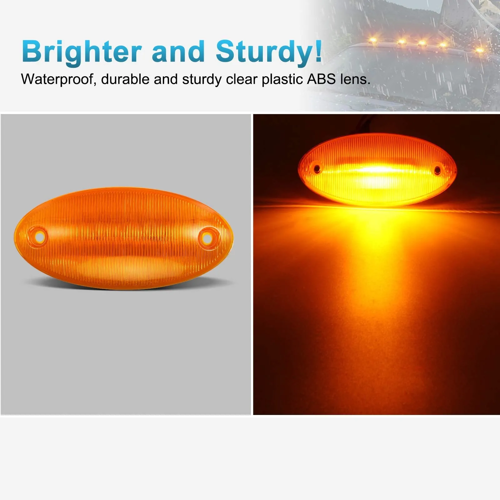 Partsam 5Pcs Cab Marker Roof Light 888-5125 Amber Lens Amber Light Top Lights Assembly Compatible with International ProStar/LoneStar 5900 7300-7600/8600/9200/9400/9800 International Series Truck