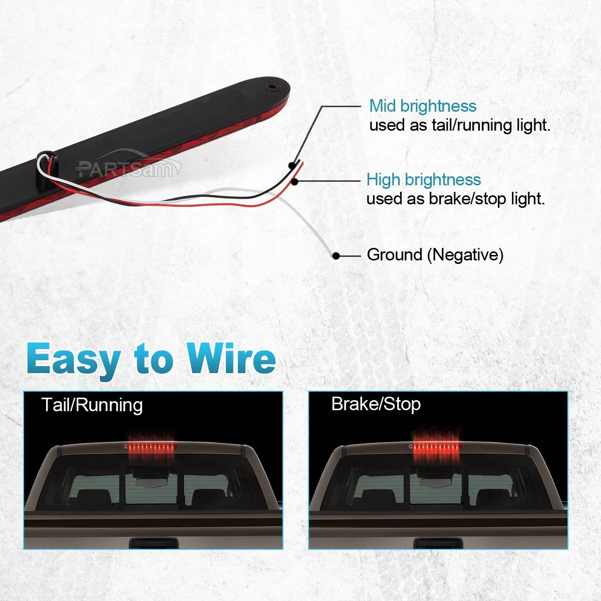 Partsam Submersible Under 80inch LED Trailer Light Kit,Square Stop Turn Tail RV Truck Lights w/Wire &Bracket,Red/Amber Side Fender Marker Lamps,3rd Brake ID Light Bar for Camper Truck RV Boat Snowmobile