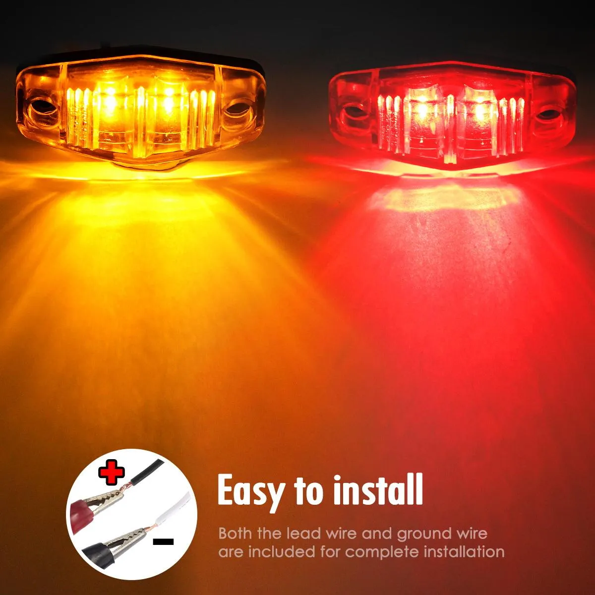 Partsam Submersible Under 80inch LED Trailer Light Kit,Square Stop Turn Tail RV Truck Lights w/Wire &Bracket,Red/Amber Side Fender Marker Lamps,3rd Brake ID Light Bar for Camper Truck RV Boat Snowmobile