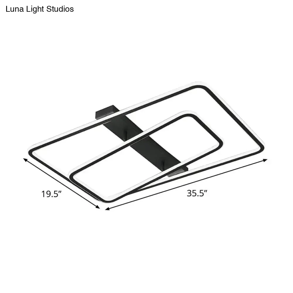 Rectangular Acrylic LED Flush Mount Light in Black - Warm/White Lighting