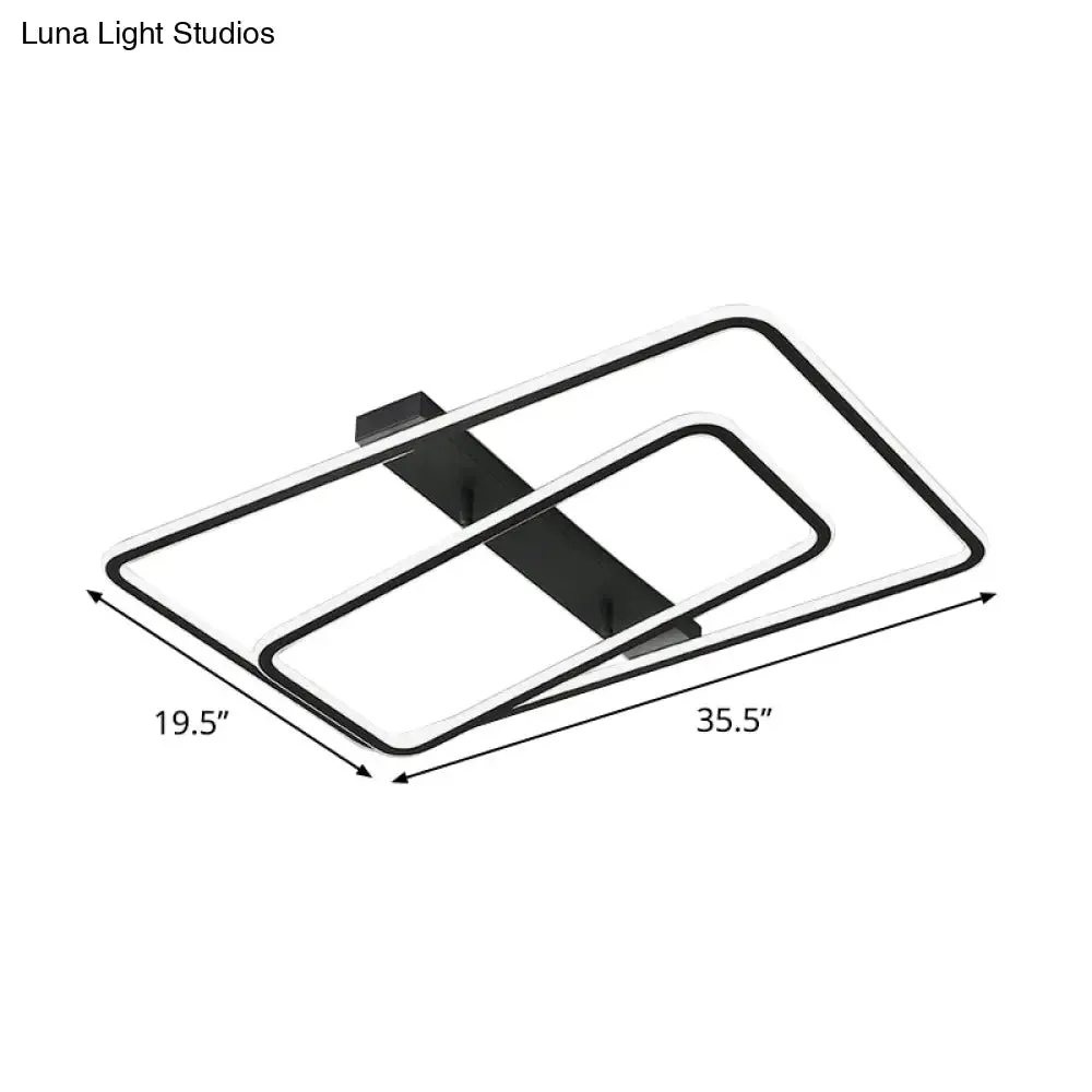 Rectangular Acrylic LED Flush Mount Light in Black - Warm/White Lighting