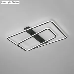 Rectangular Acrylic LED Flush Mount Light in Black - Warm/White Lighting