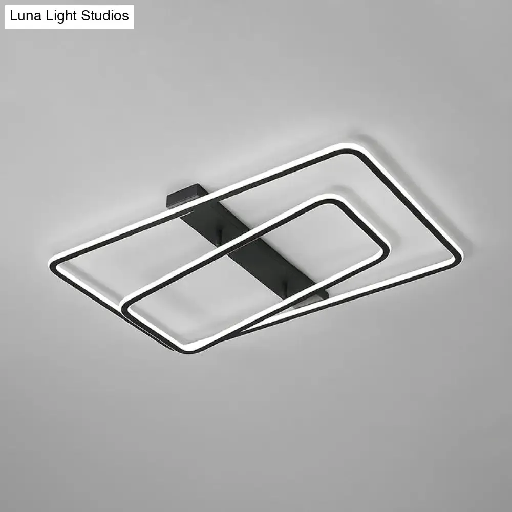 Rectangular Acrylic LED Flush Mount Light in Black - Warm/White Lighting