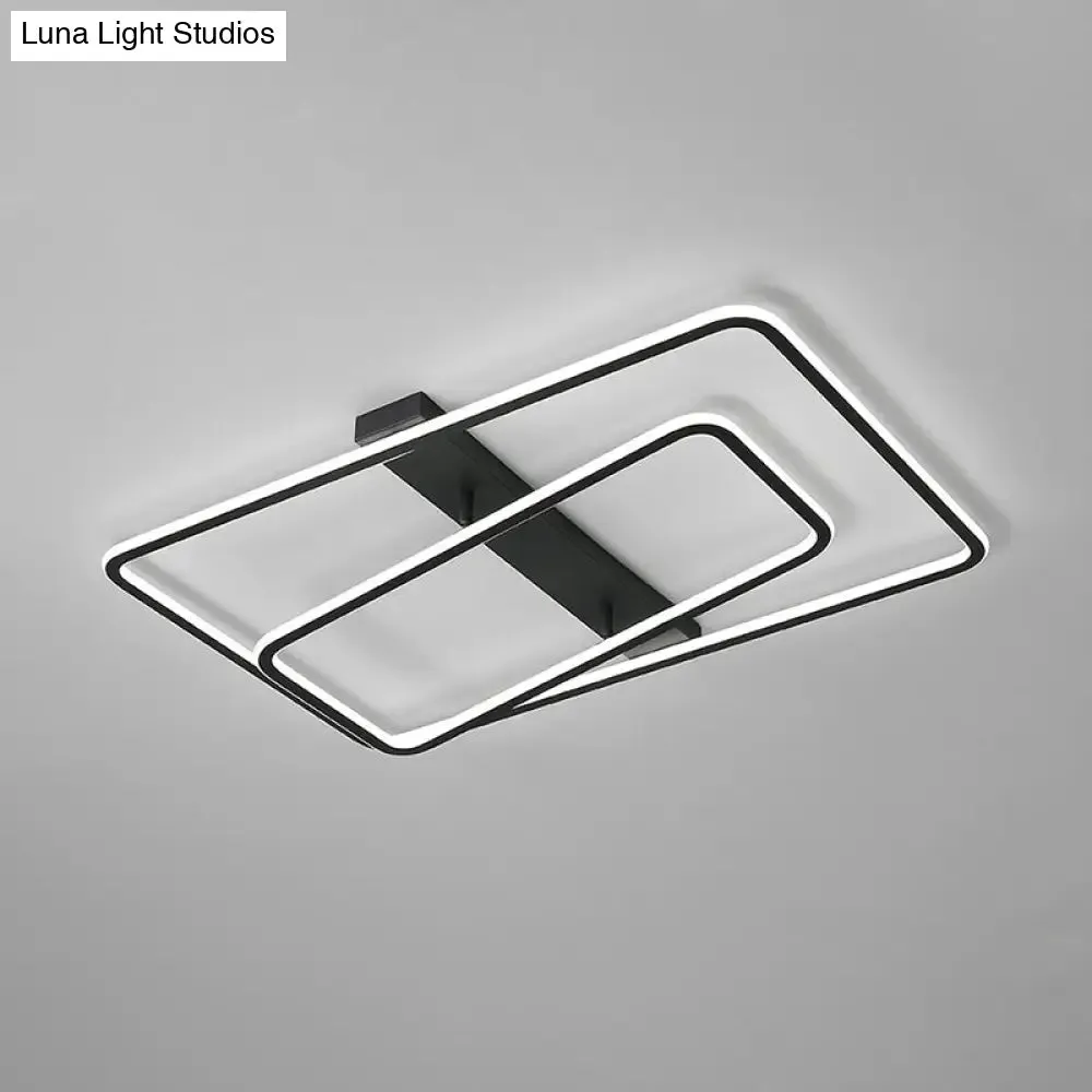 Rectangular Acrylic LED Flush Mount Light in Black - Warm/White Lighting