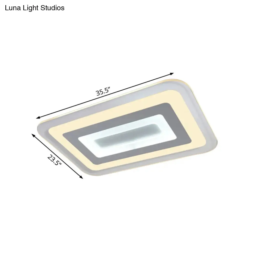 Sleek 23"/31"/47" Thin Acrylic Flush Mount LED Ceiling Lamp in Warm/White Light - White