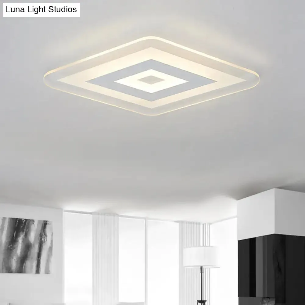 Sleek 23"/31"/47" Thin Acrylic Flush Mount LED Ceiling Lamp in Warm/White Light - White