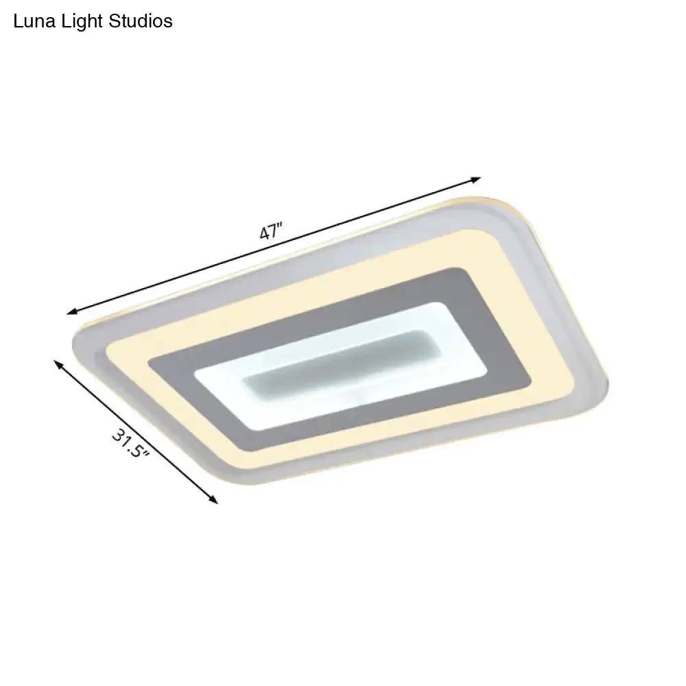 Sleek 23"/31"/47" Thin Acrylic Flush Mount LED Ceiling Lamp in Warm/White Light - White