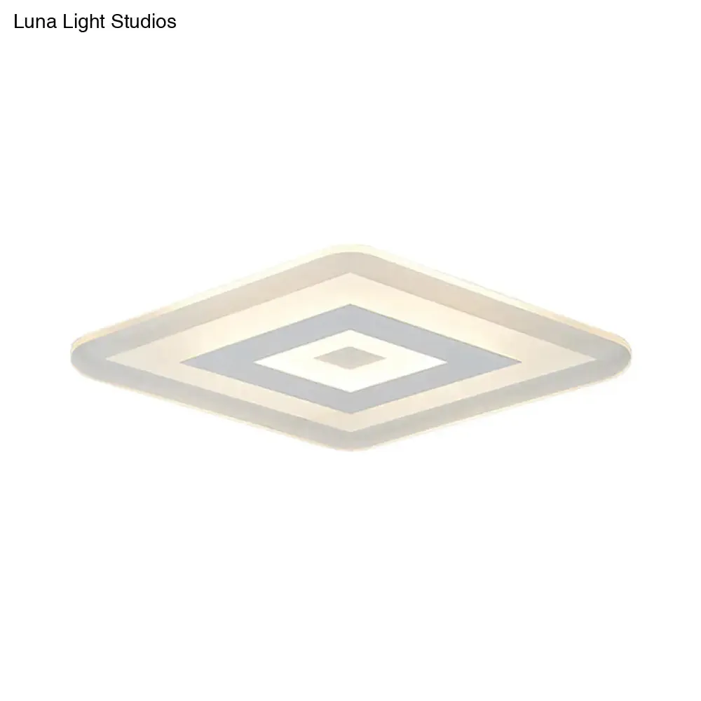Sleek 23"/31"/47" Thin Acrylic Flush Mount LED Ceiling Lamp in Warm/White Light - White
