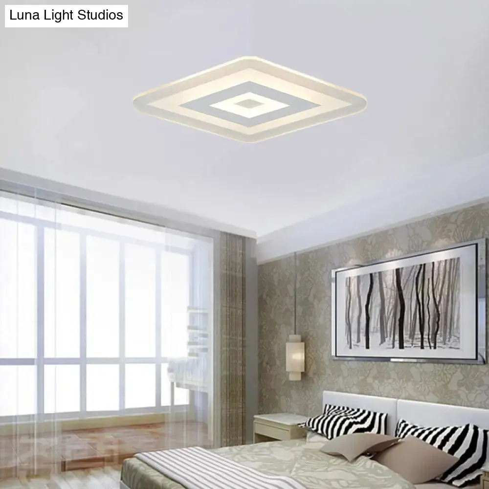Sleek 23"/31"/47" Thin Acrylic Flush Mount LED Ceiling Lamp in Warm/White Light - White