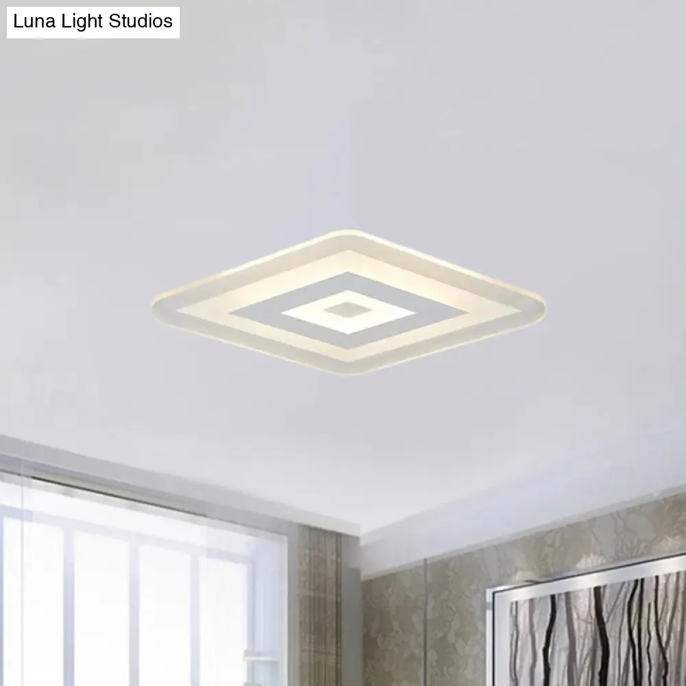 Sleek 23"/31"/47" Thin Acrylic Flush Mount LED Ceiling Lamp in Warm/White Light - White