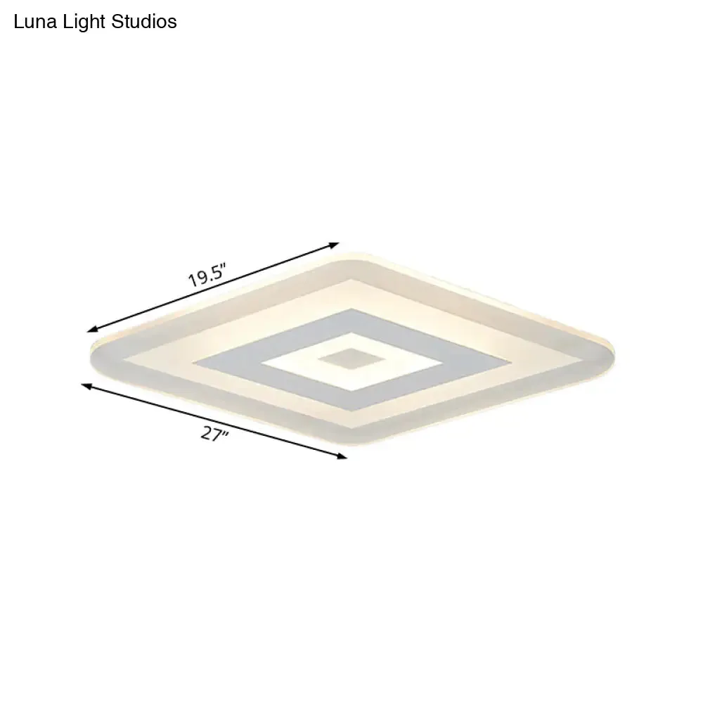 Sleek 23"/31"/47" Thin Acrylic Flush Mount LED Ceiling Lamp in Warm/White Light - White