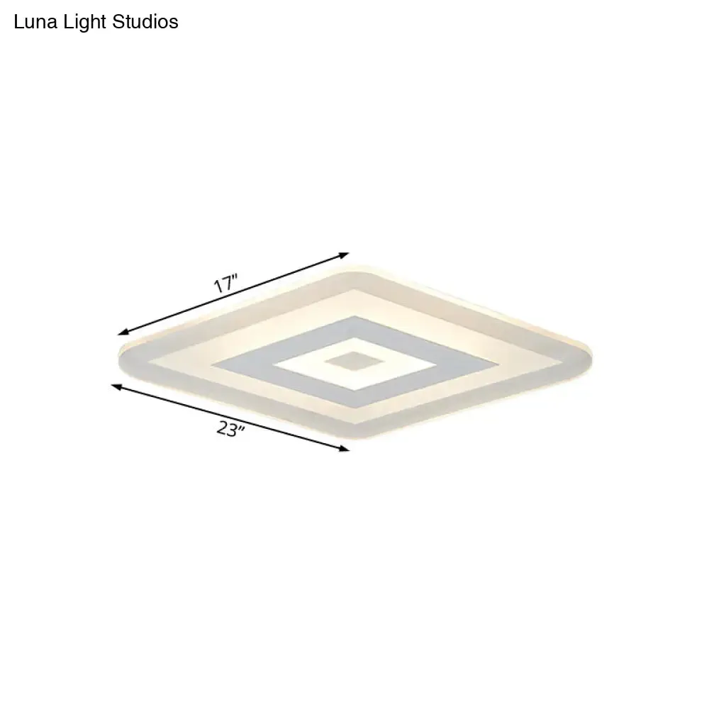 Sleek 23"/31"/47" Thin Acrylic Flush Mount LED Ceiling Lamp in Warm/White Light - White