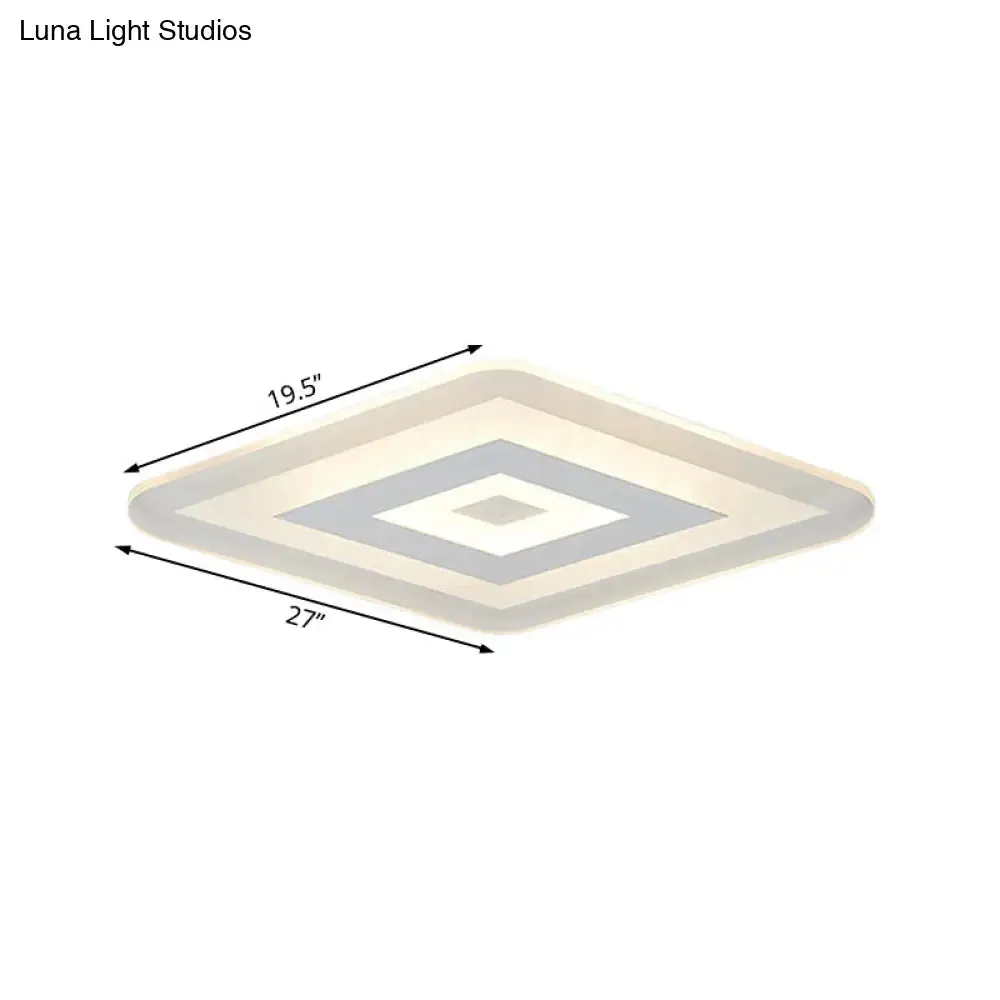 Sleek 23"/31"/47" Thin Acrylic Flush Mount LED Ceiling Lamp in Warm/White Light - White