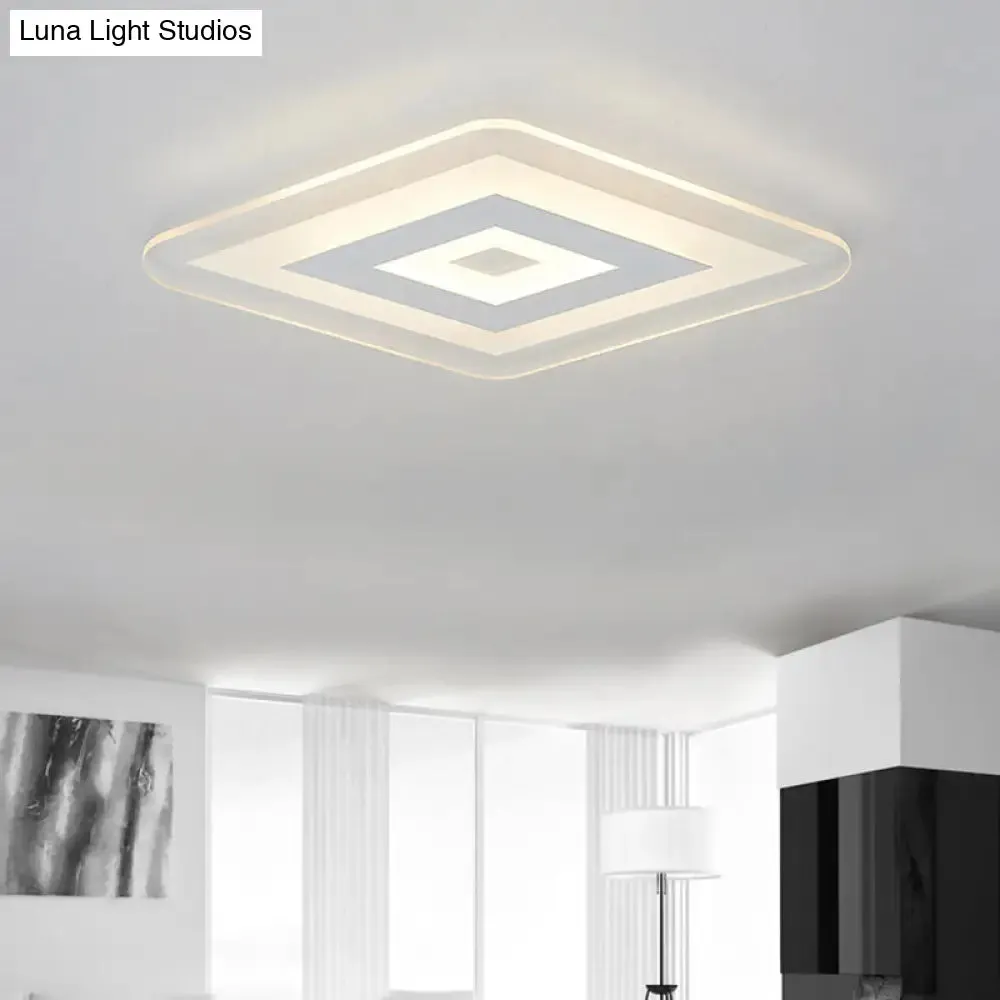 Sleek 23"/31"/47" Thin Acrylic Flush Mount LED Ceiling Lamp in Warm/White Light - White