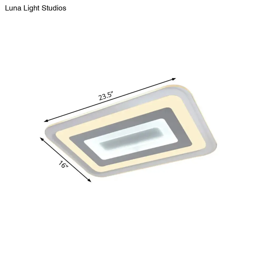 Sleek 23"/31"/47" Thin Acrylic Flush Mount LED Ceiling Lamp in Warm/White Light - White
