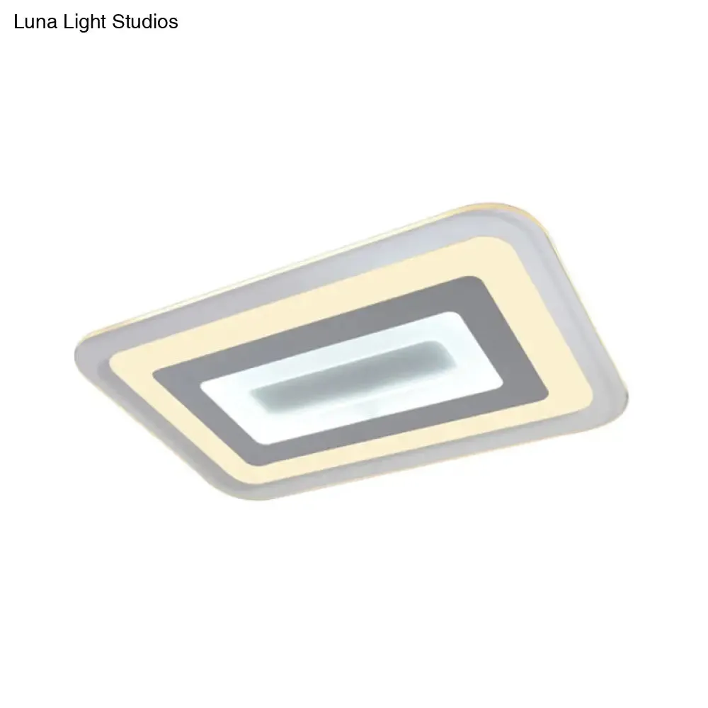 Sleek 23"/31"/47" Thin Acrylic Flush Mount LED Ceiling Lamp in Warm/White Light - White