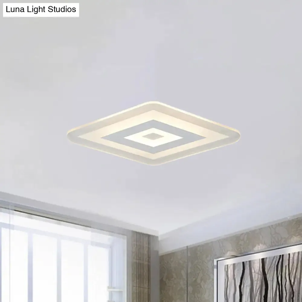 Sleek 23"/31"/47" Thin Acrylic Flush Mount LED Ceiling Lamp in Warm/White Light - White
