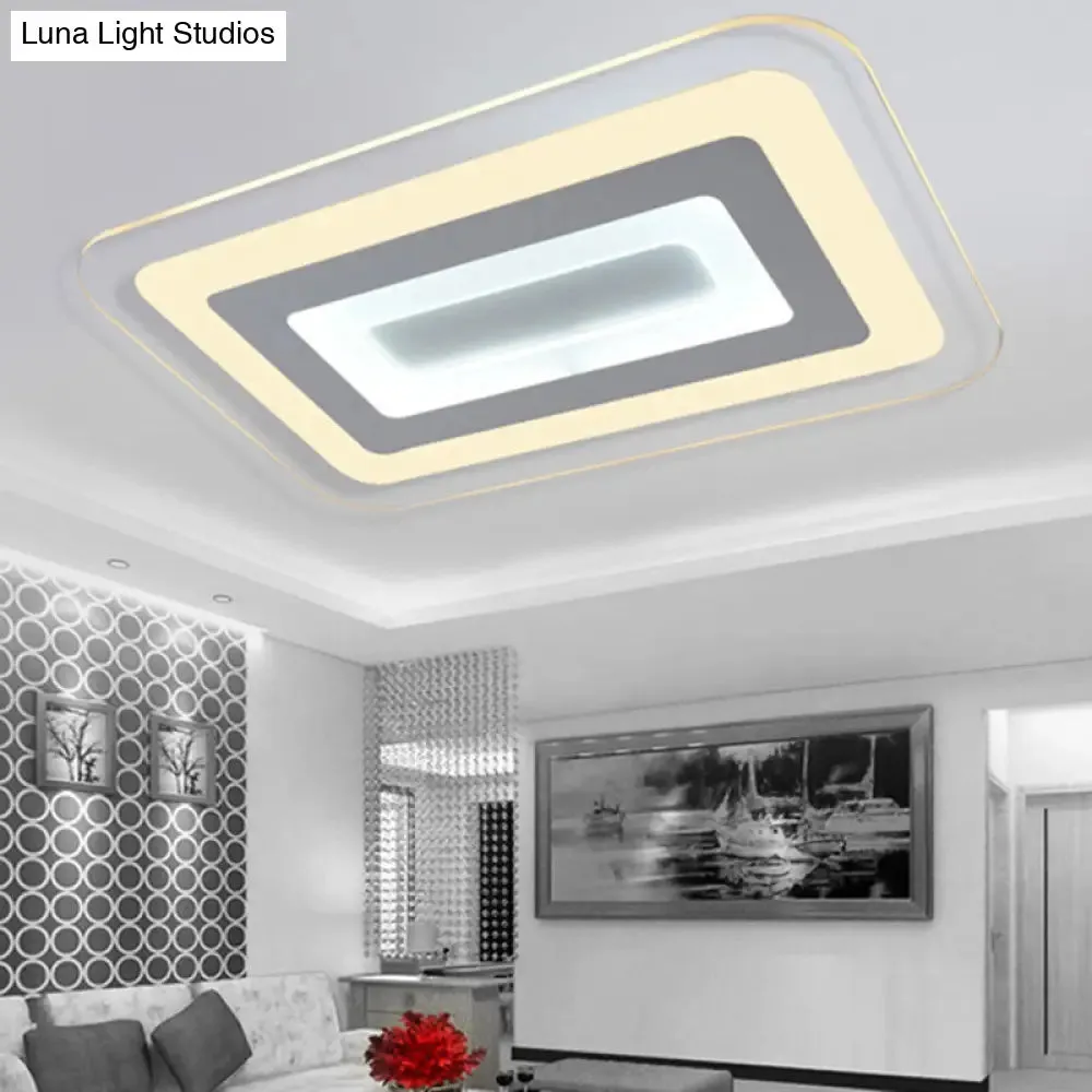 Sleek 23"/31"/47" Thin Acrylic Flush Mount LED Ceiling Lamp in Warm/White Light - White