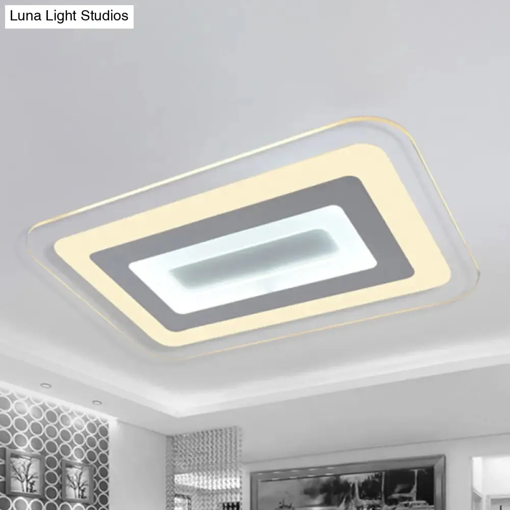 Sleek 23"/31"/47" Thin Acrylic Flush Mount LED Ceiling Lamp in Warm/White Light - White
