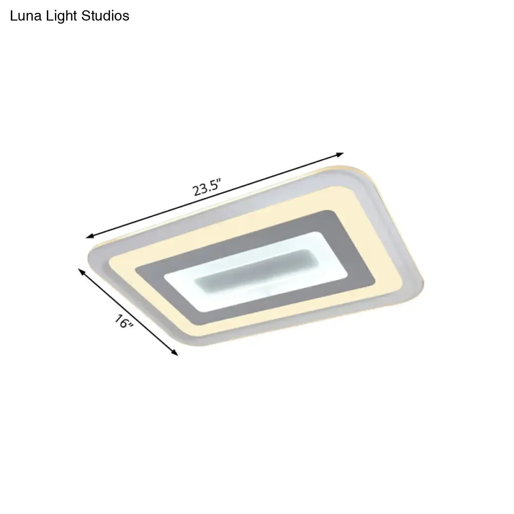 Sleek 23"/31"/47" Thin Acrylic Flush Mount LED Ceiling Lamp in Warm/White Light - White